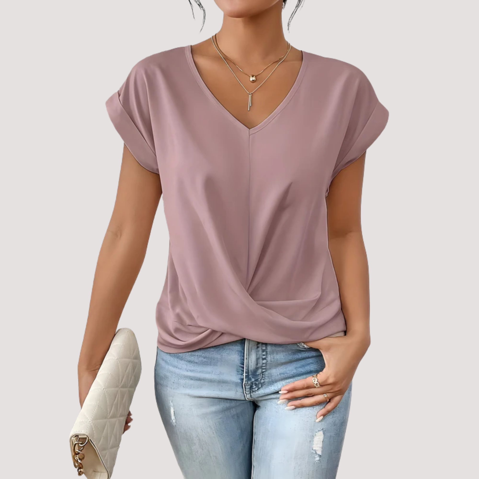 LA VENECIA | Maia™ - Blusa  con Escote en V y Nudo Frontal