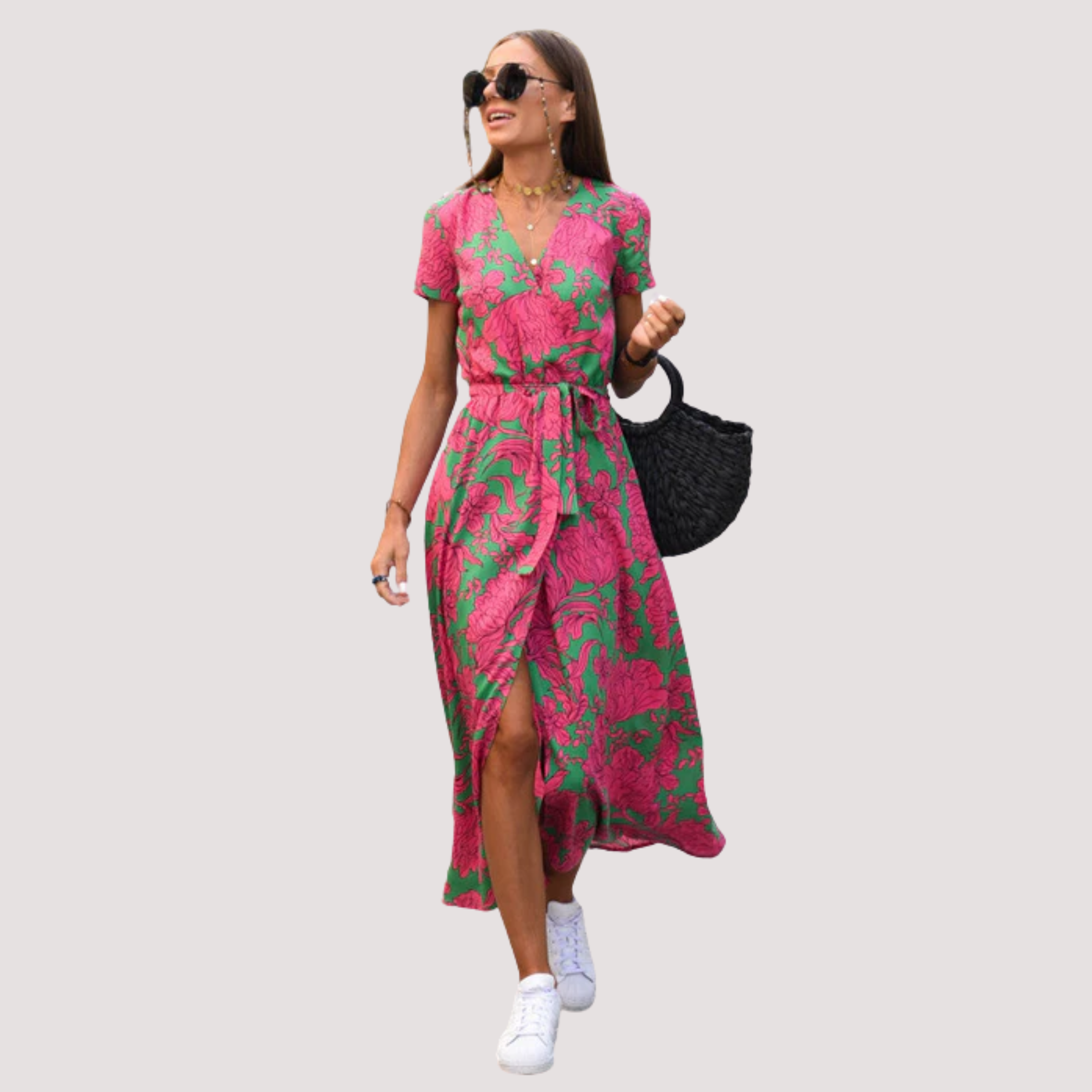 LA VENECIA | Aina™ - Vestido Midi Cruzado Floral