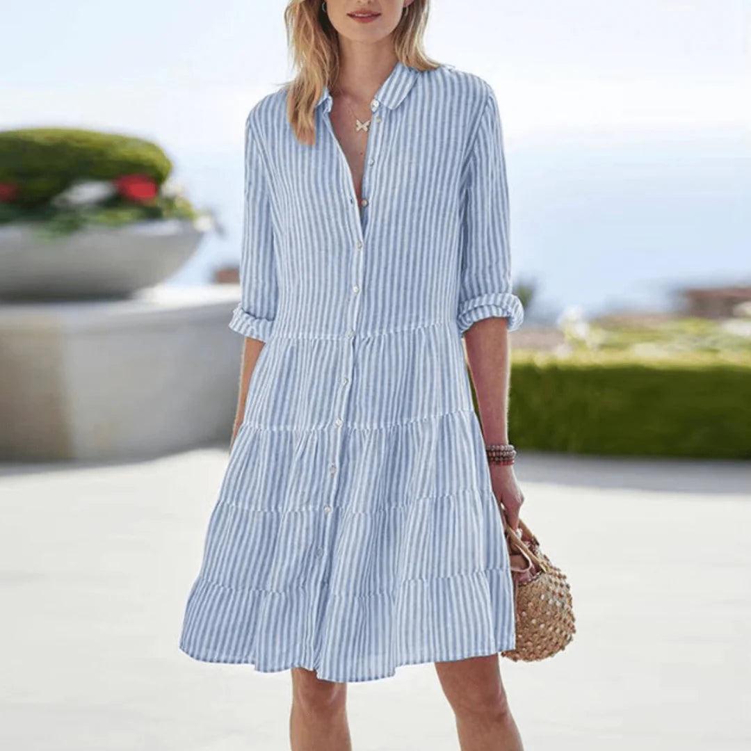 Verana™ | Vestido de Rayas con Vuelo
