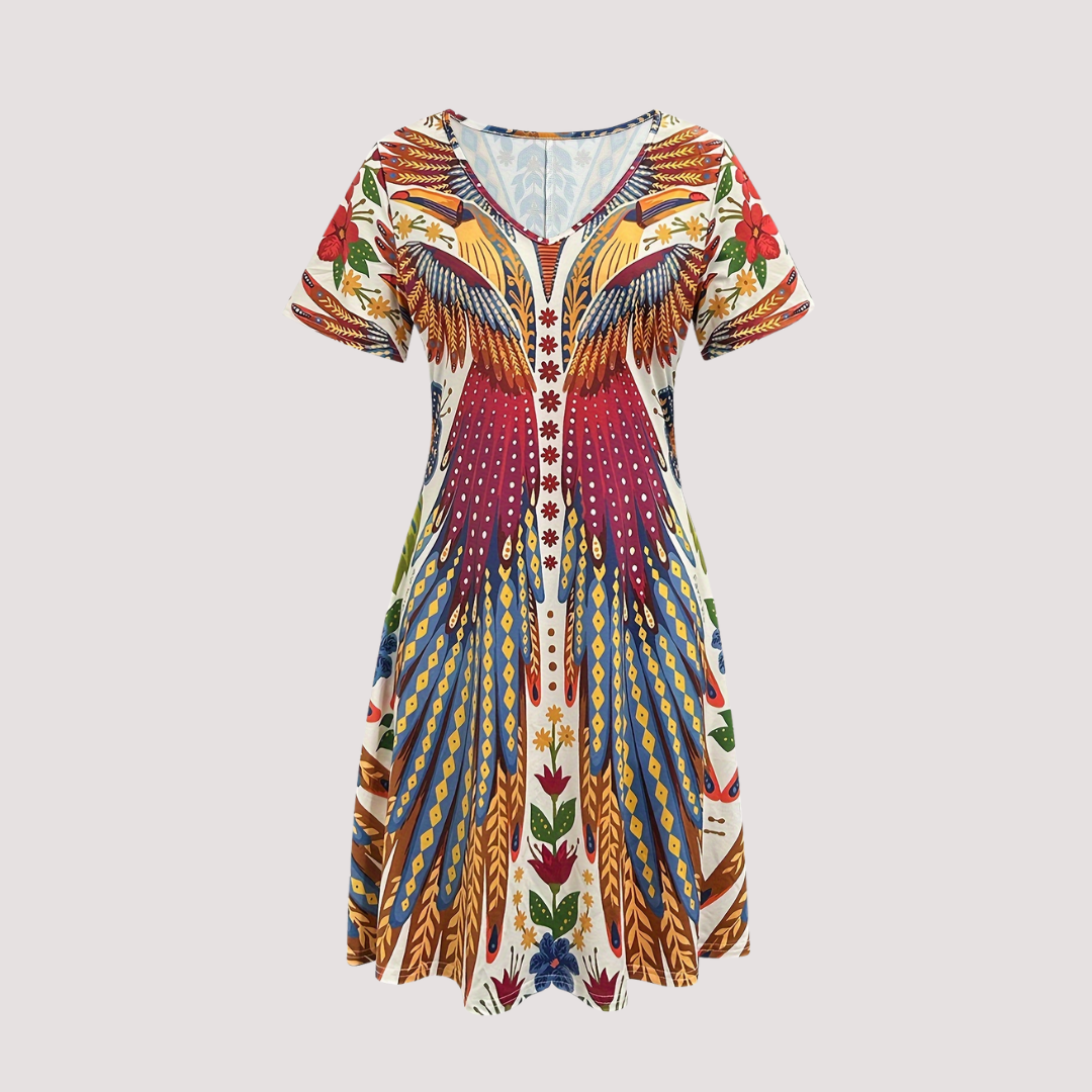 LA VENECIA | Noelia™ – Vestido Corto de Verano con Estampado Moderno