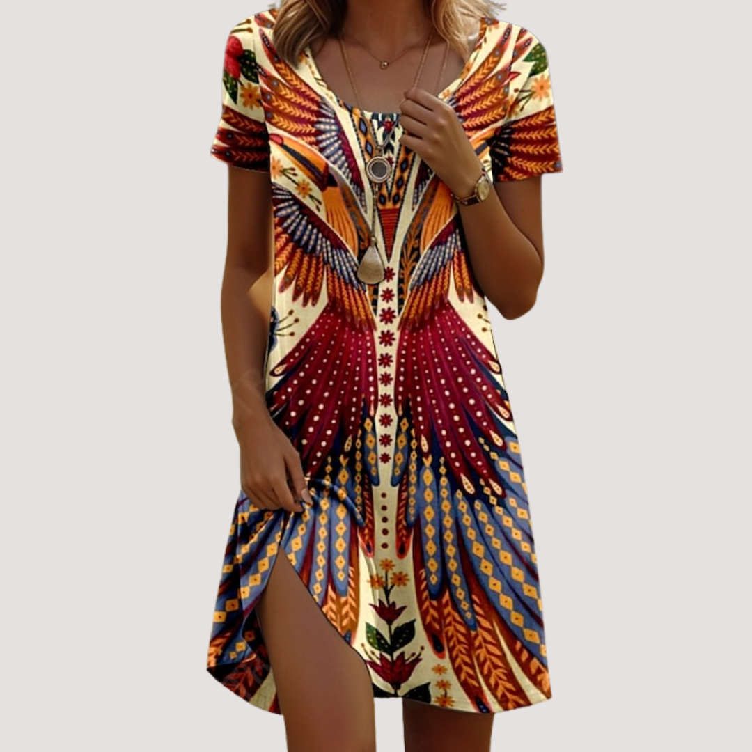 LA VENECIA | Noelia™ – Vestido Corto de Verano con Estampado Moderno
