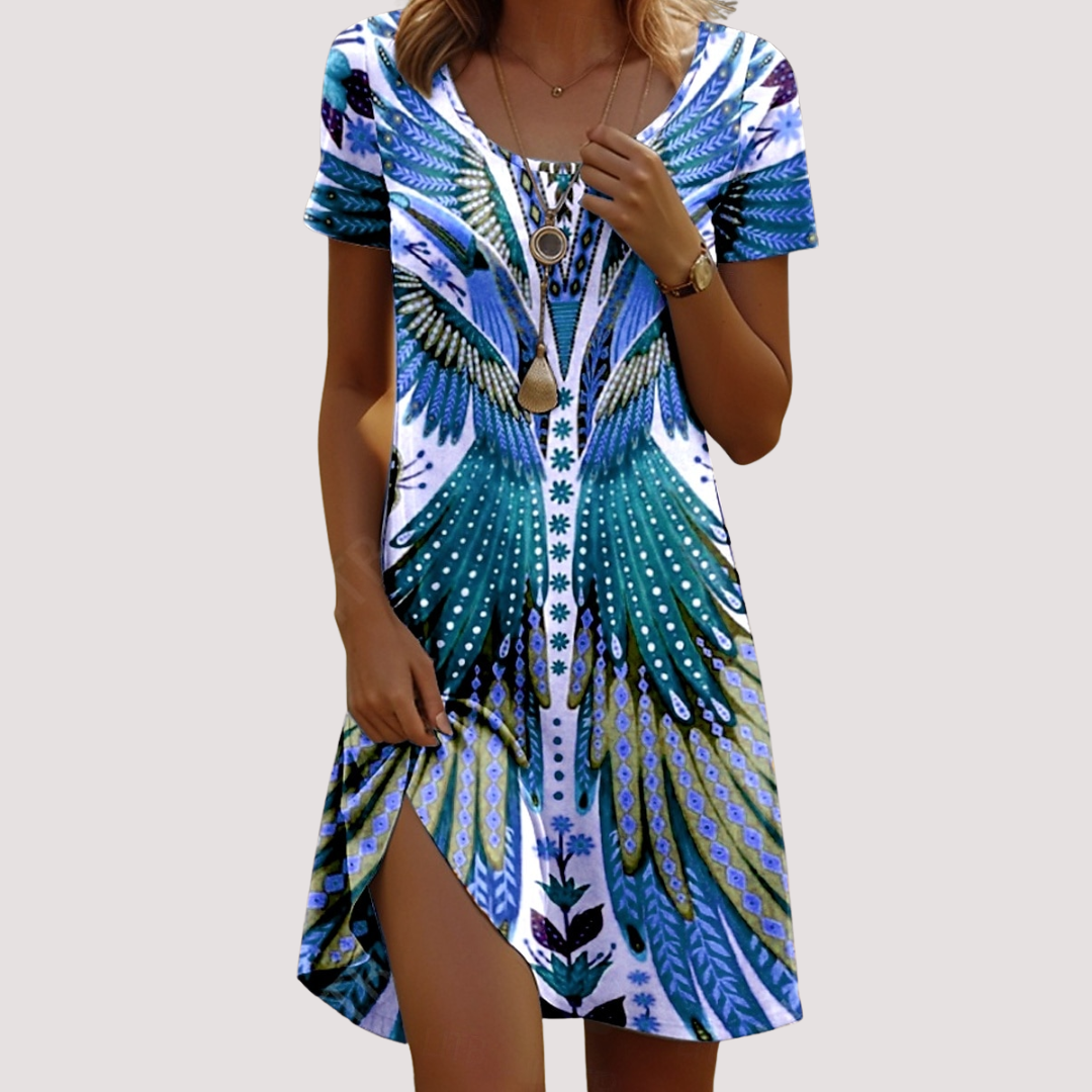 LA VENECIA | Noelia™ – Vestido Corto de Verano con Estampado Moderno