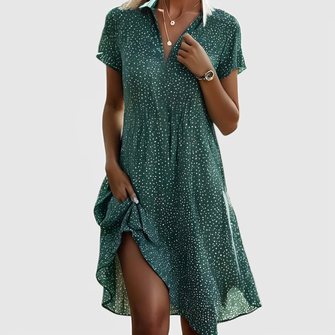Zafira™ | Vestido Midi de Manga Corta