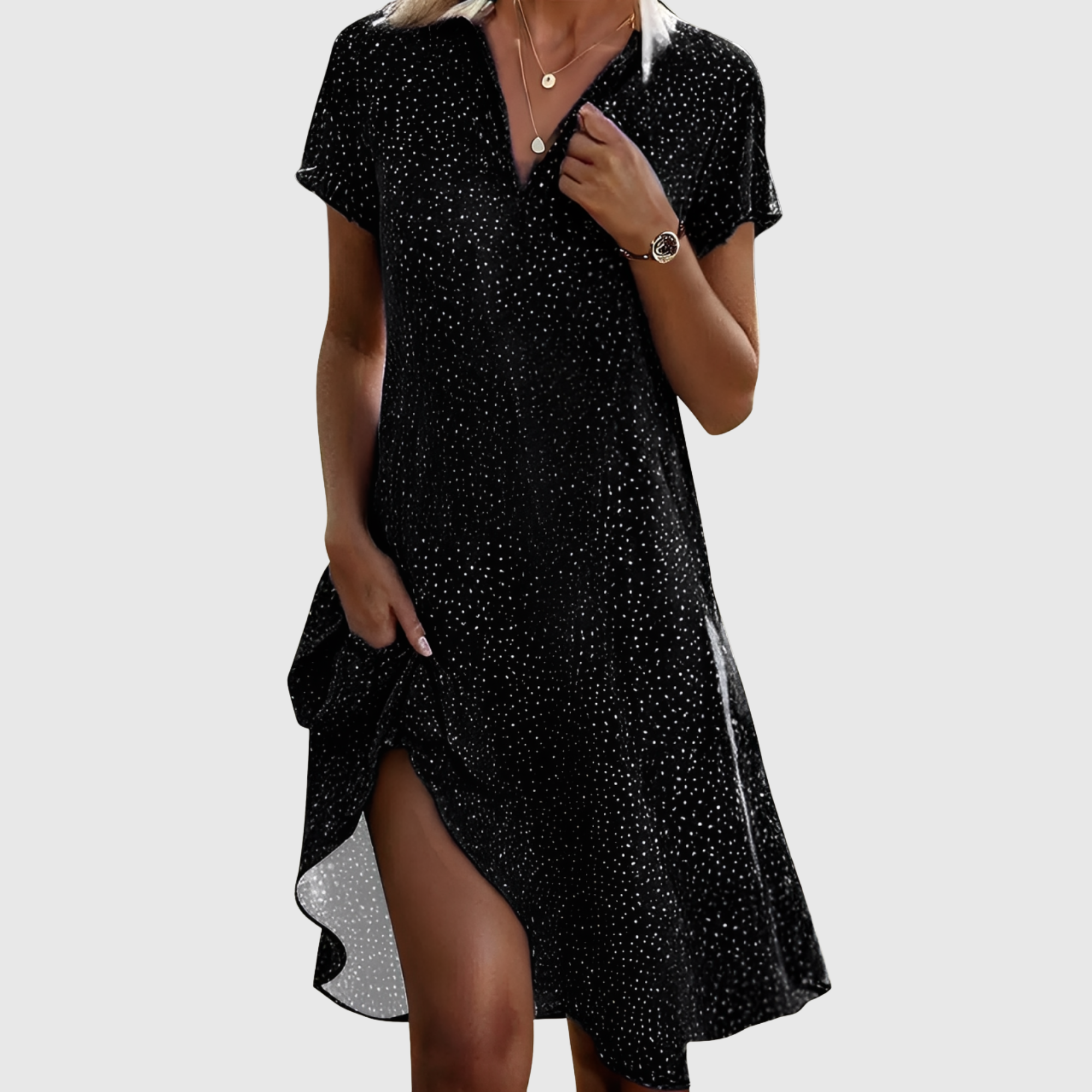 Zafira™ | Vestido Midi de Manga Corta