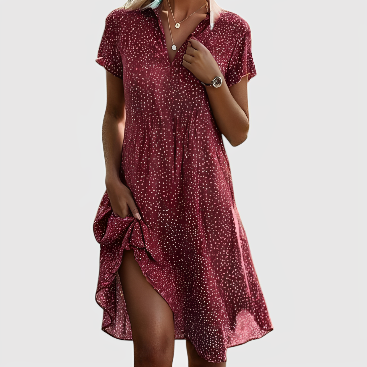 Zafira™ | Vestido Midi de Manga Corta