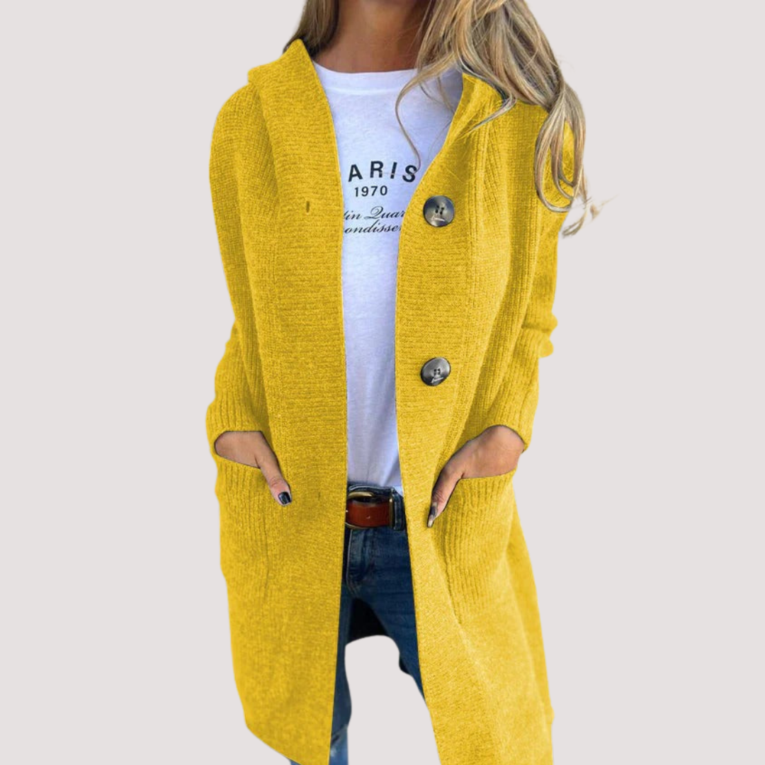 LA VENECIA | Yasmine™ – Cárdigan Largo de Punto con Capucha